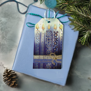 Happy Hanukkah Ornamental Candles Gift Tag