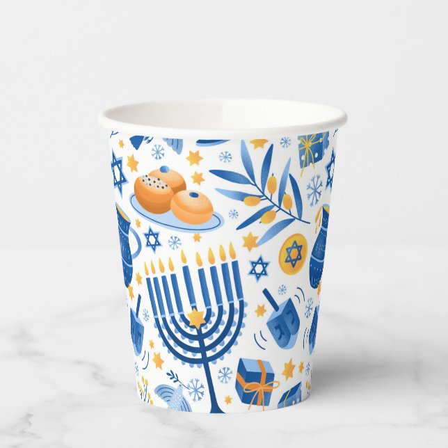 Happy Hanukkah Paper Cups (Left)
