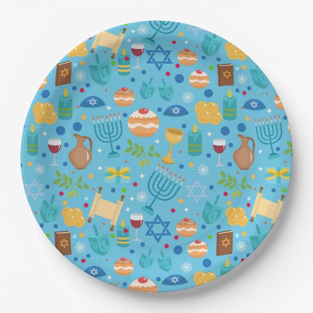 Happy Hanukkah Paper Plate (Front)