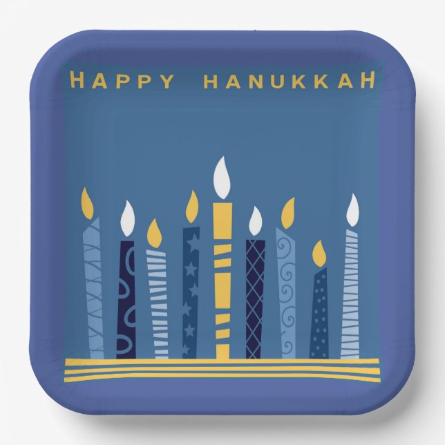 Happy Hanukkah Paper Plate (Front)