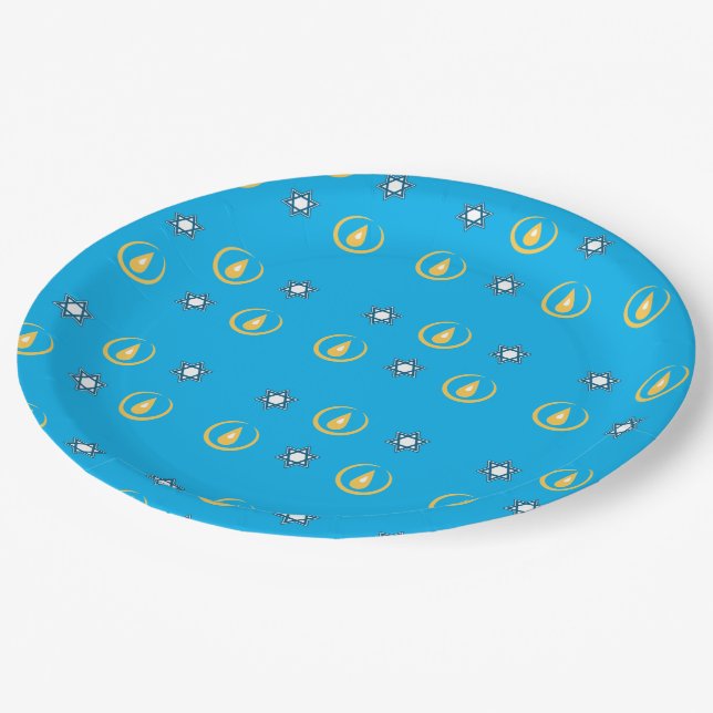 Happy Hanukkah Paper Plate (Angled)