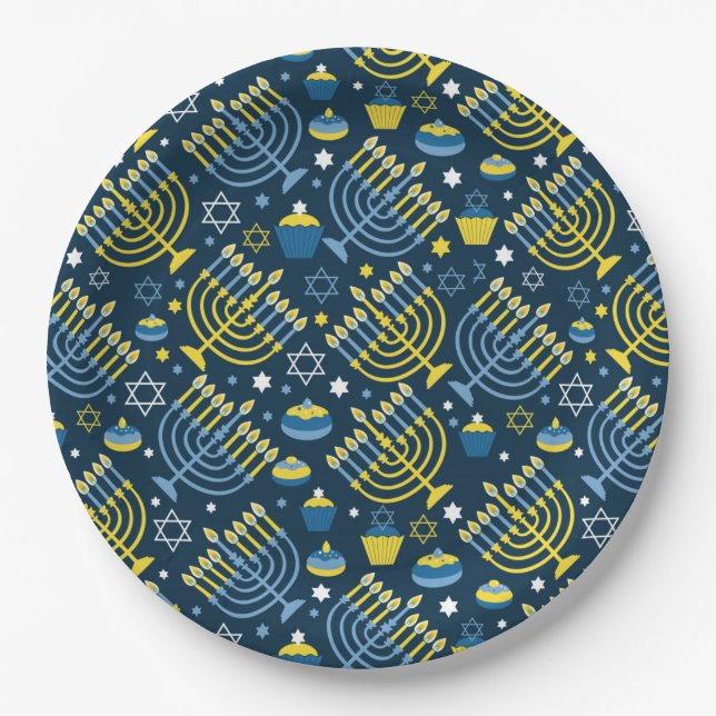 Happy Hanukkah Paper Plate (Front)