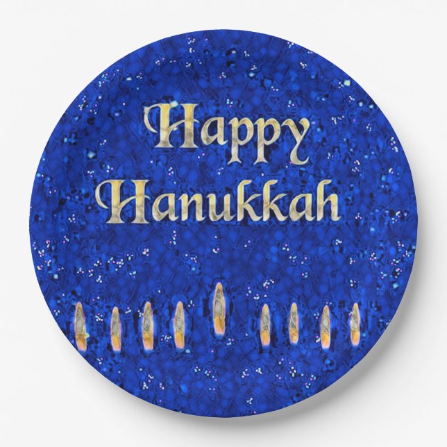 Happy Hanukkah Paper Plate (Front)