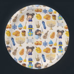 Happy Hanukkah Paper Plate<br><div class="desc">Hanukkah Pattern Plates</div>