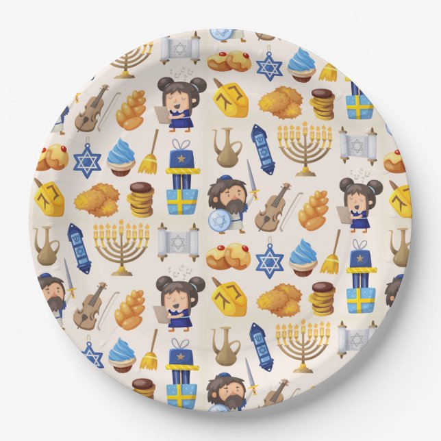 Happy Hanukkah Paper Plate (Front)