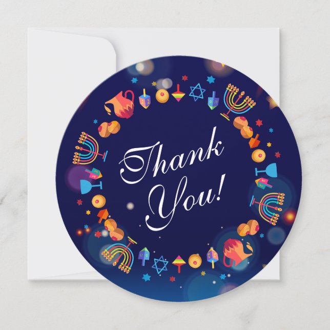 Happy Hanukkah Party Beautiful Decoration Custom Thank You Card (Front)