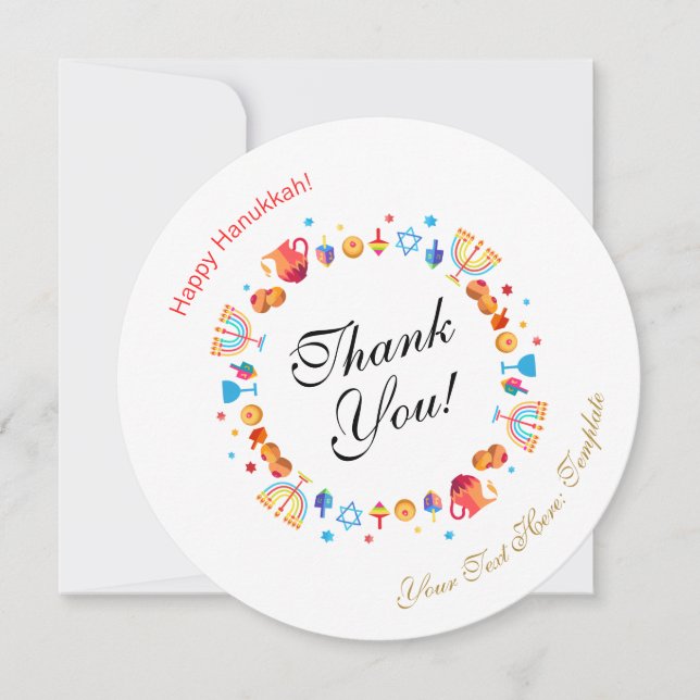 Happy Hanukkah Party Beautiful Decoration Custom Thank You Card (Front)