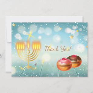 Happy Hanukkah Party Beautiful Decoration, Jewish Thank You Card