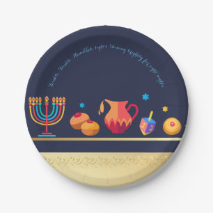Happy Hanukkah Party Beautiful Decoration Paper Plate