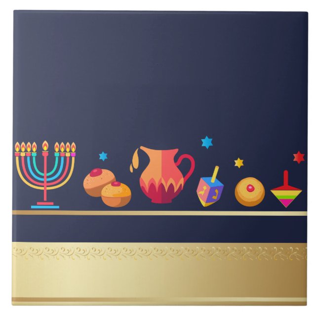 Happy Hanukkah Party Beautiful Decoration Tile (Front)