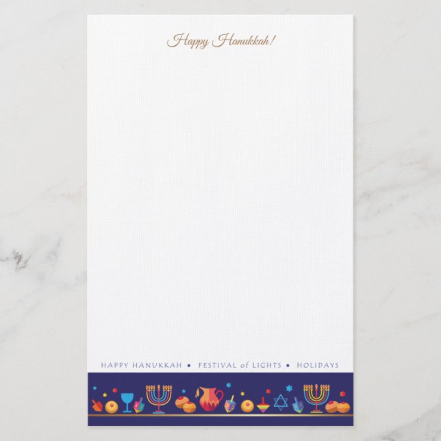 Happy Hanukkah Party Festival of lights Beautiful Stationery (Front)