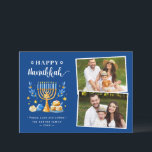 Happy Hanukkah Peace Love Lights Stars 2 Photo Holiday Card<br><div class="desc">Send your Wishes with this Holiday Photo card that feature a Stunning Hanukkah Script and Jewish Holiday Symbols to highlight your greeting message.</div>