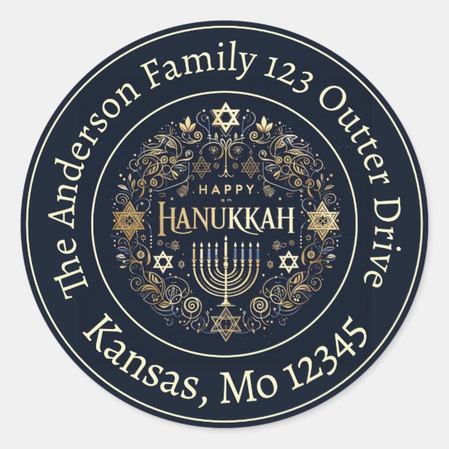 Happy Hanukkah Personalised Address Label (Front)