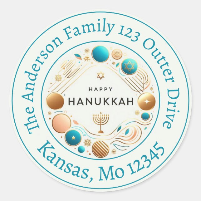 Happy Hanukkah Personalised Address Label (Front)