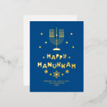 "Happy Hanukkah" personalised Foil Holiday Postcard<br><div class="desc">Festive personalised Happy Hanukkah cards.</div>