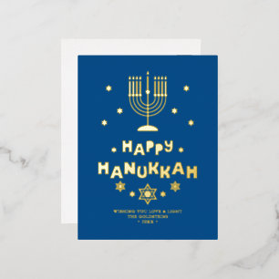 "Happy Hanukkah" personalised Foil Holiday Postcard