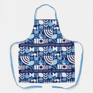 Happy Hanukkah Personalised Modern Menorah & Stars Apron