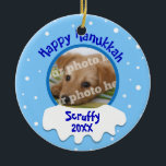 Happy Hanukkah Personalised Photo Ornament<br><div class="desc">This personalised picture Chanukah ornament has room for your custom photo. Above it says, "Happy Hanukkah." Below it has snow with space for your name and the year. This is perfect for a pet photo, a family vacation, or a picture of the kids. You'll have a keepsake ornament you can...</div>