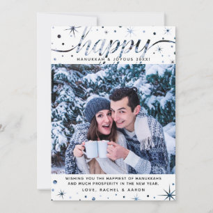 Happy Hanukkah Photo Colour Matching Text Effect Holiday Card