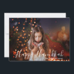 Happy Hanukkah Photo Personalised Name<br><div class="desc">This holidays design features your favourite photo with the text "Happy Hanukkah" and your family name in a modern white typography overlay. On the reverse is a coral and gold quatrefoil pattern. Personalise by editing the text in the text boxes provided and adding your own photo. #hanukkah #chanukah #holidays #seasonal...</div>