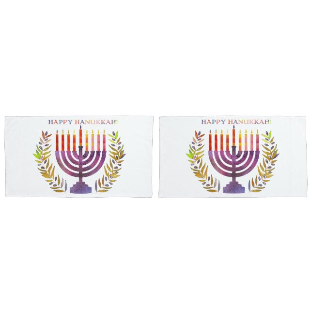 Happy Hanukkah Pillowcases (Front-Set)