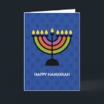 Happy Hanukkah Pop Art Menorah Holiday Card<br><div class="desc">Happy Hanukkah Pop Art style menorah on a blue background with a step and repeat Star of David pattern.</div>