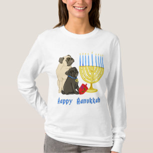 Happy Hanukkah Pugs with Menorah T-Shirt