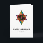 Happy Hanukkah Rainbow Star of David Non Photo Holiday Card<br><div class="desc">Wish friends and family "Happy Hanukkah" with this whimsical multicolored Star of David.  The year is editable with more editable text inside.  Click "customise it" to change fonts,  move text,  colour or resize</div>