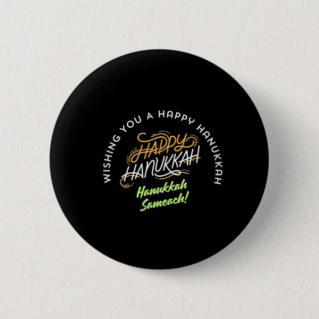 Happy Hanukkah Sameach! 6 Cm Round Badge (Front)