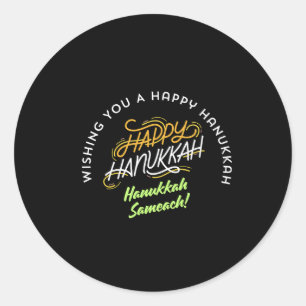 Happy Hanukkah Sameach! Classic Round Sticker