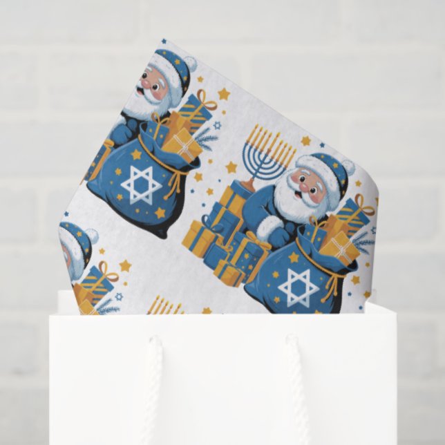 Happy Hanukkah Santa  Tissue Paper (Gift Bag)