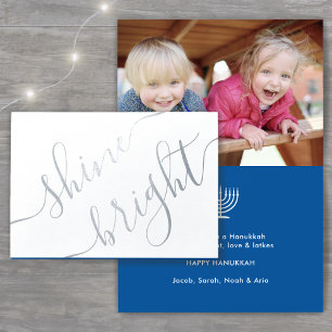 Happy Hanukkah Shine Bright Techelet Blue 1 Photo Foil Card
