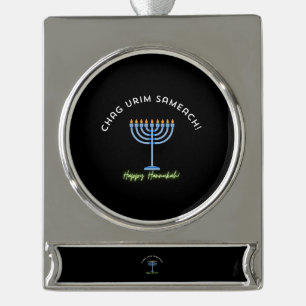 Happy Hanukkah! Silver Plated Banner Ornament