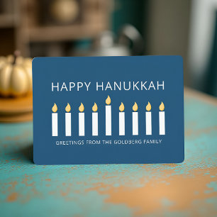 Happy Hanukkah Simple and Modern Candle Greeting Holiday Card