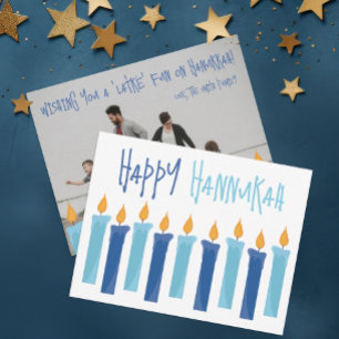 Happy Hanukkah Simple and Modern Candle Greeting Holiday Card