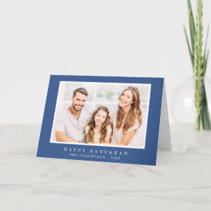 Happy Hanukkah Simple Classic Elegant Family Photo Holiday Card