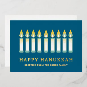 Happy Hanukkah Simple Elegant Candle Greeting