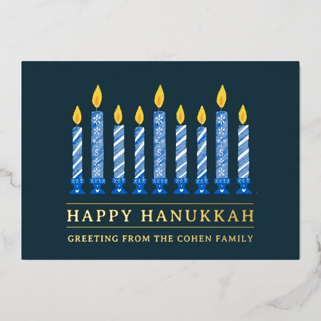 Happy Hanukkah | Simple Elegant Candle Greeting  (Front)