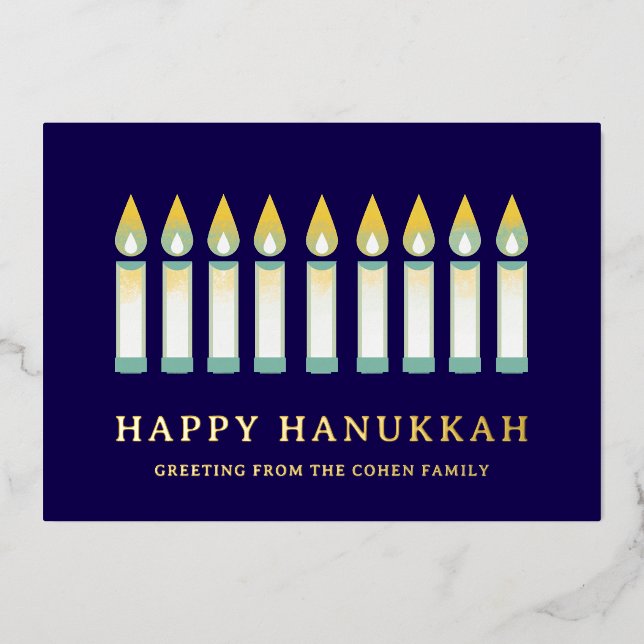 Happy Hanukkah | Simple Elegant Candle Greeting  (Front)