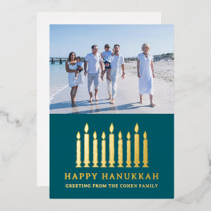 Happy Hanukkah Simple Elegant Candle Greeting