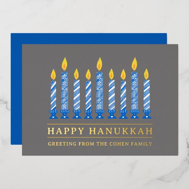 Happy Hanukkah | Simple Elegant Candle Greeting  (Front/Back)