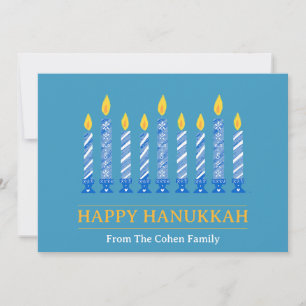 Happy Hanukkah Simple Elegant Candle Greeting Holiday Card