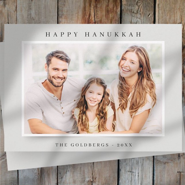 Happy Hanukkah Simple Elegant Custom Family Photo Holiday Card (Creator Uploaded)