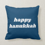 Happy Hanukkah Simple Retro Typography Blue Cushion<br><div class="desc">Happy Hanukkah! Simple retro typography text design in white and blue.</div>