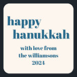 Happy Hanukkah Simple Teal Blue Personalised Square Sticker<br><div class="desc">Happy Hanukkah Simple Teal Blue Personalised Square Sticker</div>