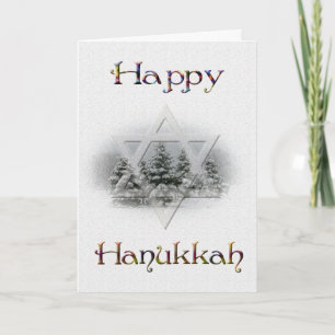 Happy Hanukkah-Snow Covered Trees Holiday Card