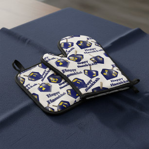 Happy Hanukkah Spinning Dreidel Oven Mitt & Pot Holder Set