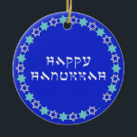 Happy Hanukkah Star Circle Ceramic Tree Decoration<br><div class="desc">Happy Hanukkah Star Circle</div>