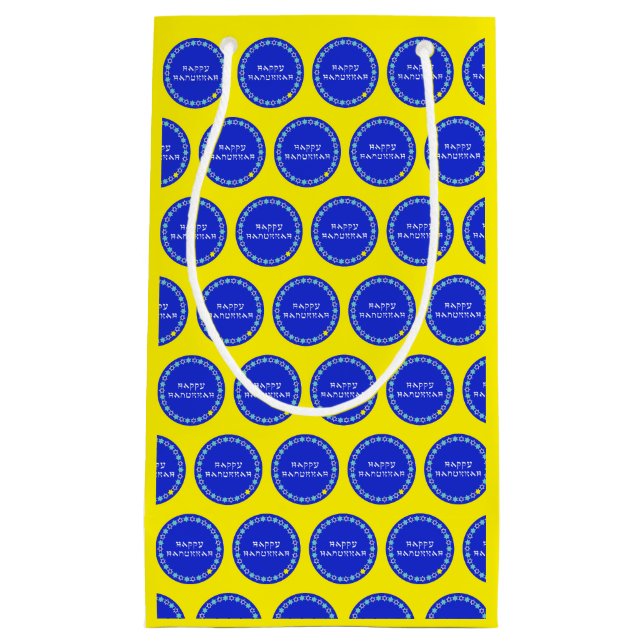 Happy Hanukkah Star Circle Small Gift Bag (Front)