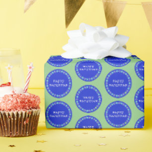 Happy Hanukkah Star Circle Wrapping Paper